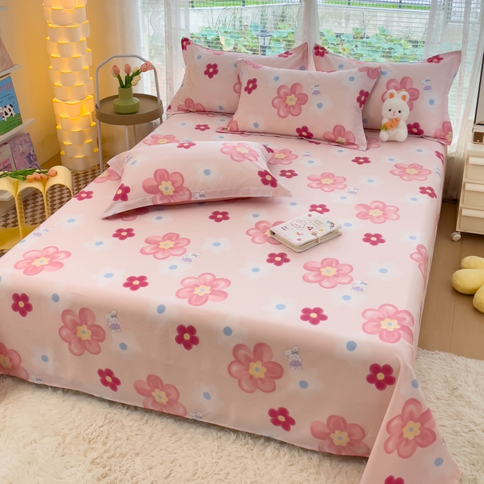 91家纺网 家纺一手货源 找家纺 春雨家居 2024新款全棉喷气印花系列单床单 花之语