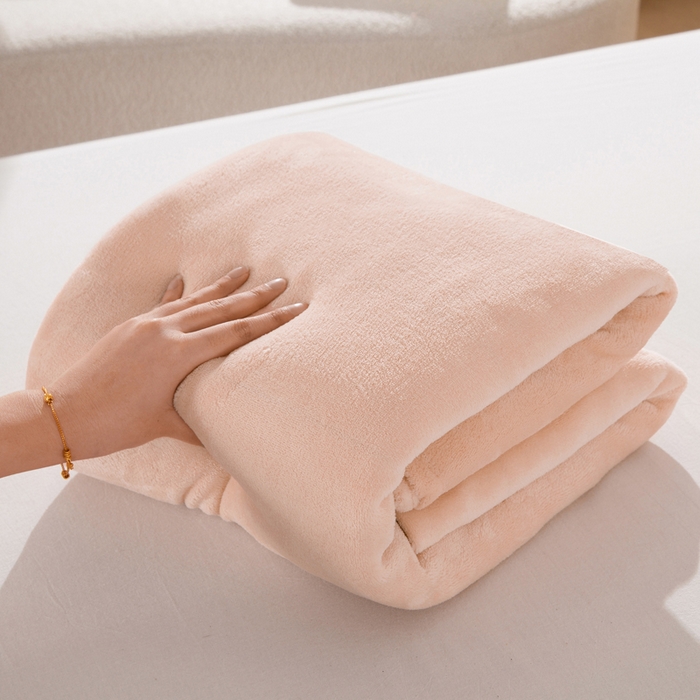 91家纺网 家纺一手货源 找家纺 棉乐町 2025新款纯色牛奶绒床单素色床单跨境外贸直播爆款 绯玉色