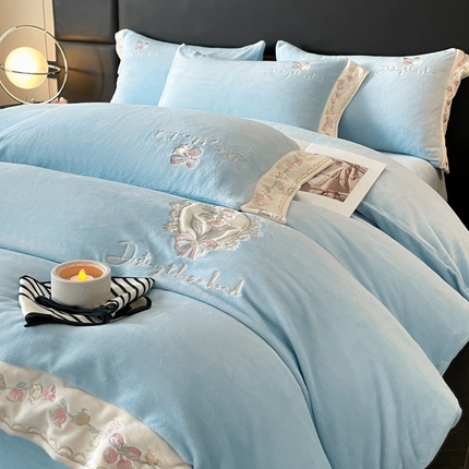 可以家居 2024新款超细旦全消光有机云绒四件套-赫拉 赫拉-繁星蓝