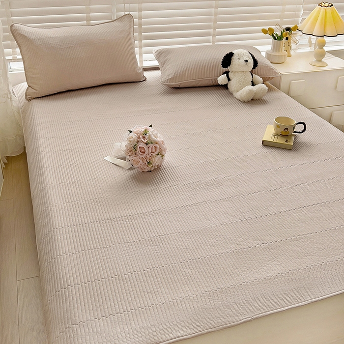 91家纺网 家纺一手货源 找家纺 羽爱2024新款全棉直角纯色床盖床垫 香槟色