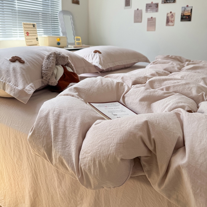 91家纺网 家纺一手货源 找家纺 布可家纺 2025新款水洗棉毛巾绣四件套 米奇-卡其