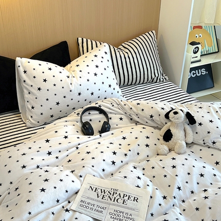 91家纺网 家纺一手货源 找家纺 春光里 2024新款牛奶绒印花混搭四件套