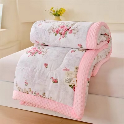91家纺网 家纺一手货源 找家纺 禧多家纺 2024新款亲肤舒适印花云纱棉豆豆被子被芯 花语,花语