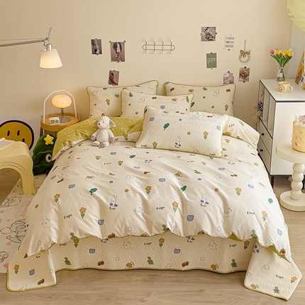 羽爱家纺 2025全棉13372新疆棉花床盖四件套 小兔萝莉