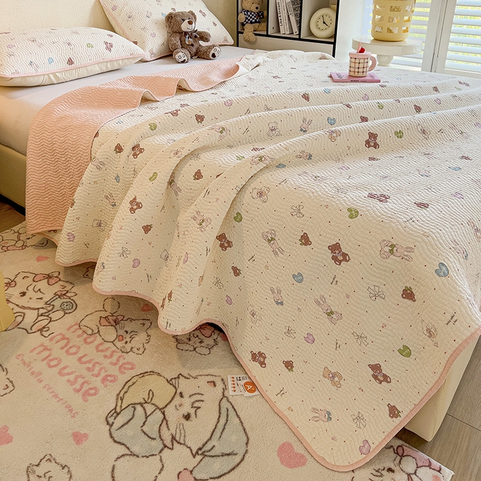 91家纺网 家纺一手货源 找家纺 羽爱家纺 2025全棉13372新疆棉花床盖四件套 兔兔熊