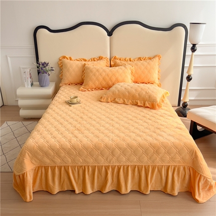 十个点家纺 2024新款牛奶绒夹棉床盖三件套-唯美系列 唯美-秋桔