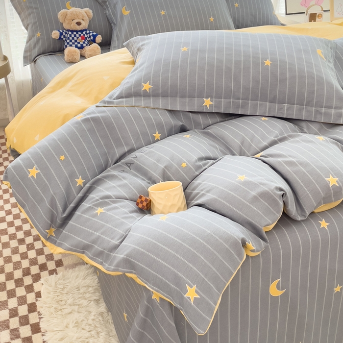 91家纺网 家纺一手货源 找家纺 春雨家居 2024新款全棉喷气印花四件套 星月