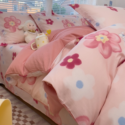 春雨家居 2024新款全棉喷气印花四件套 花之语