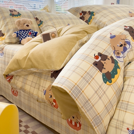 春雨家居 2024新款全棉喷气印花四件套 萌趣时光