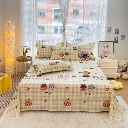 91家纺网 家纺一手货源 找家纺 春雨家居 2024新款全棉喷气印花系列单床单 萌趣时光