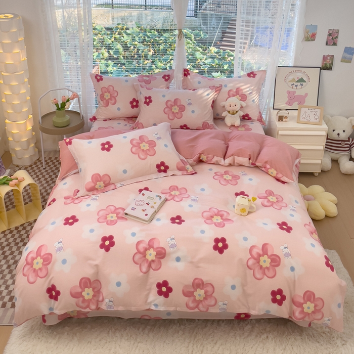 91家纺网 家纺一手货源 找家纺 春雨家居 2024新款全棉喷气印花系列单被套 花之语