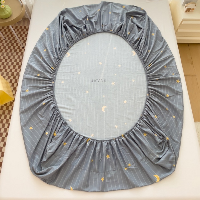 91家纺网 家纺一手货源 找家纺 春雨家居 2024新款全棉喷气印花系列单床笠 星月