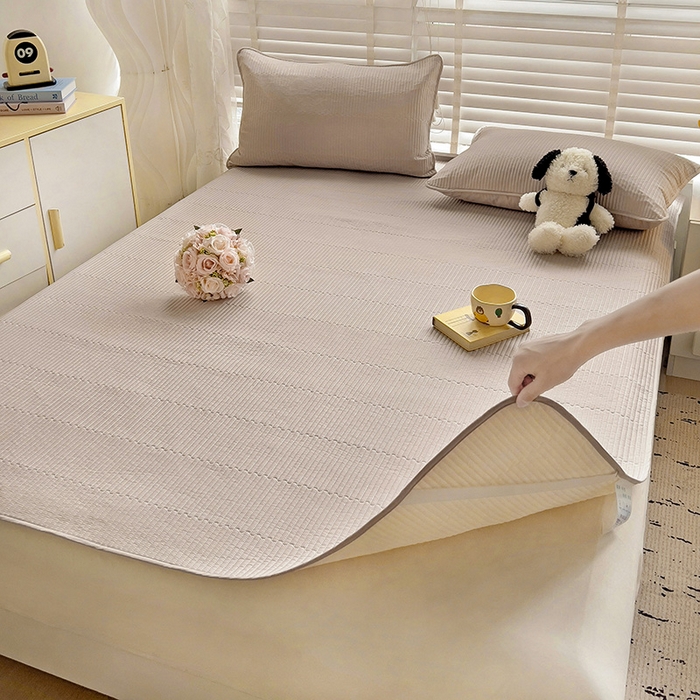 91家纺网 家纺一手货源 找家纺 羽爱2024新款全棉直角纯色床盖床垫 香槟色