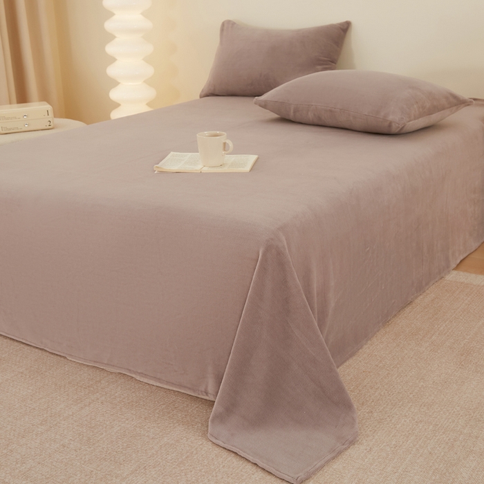 91家纺网 家纺一手货源 找家纺 首爱 2025新款纯色牛奶绒床单素色床单跨境外贸直播爆款 碳咖色