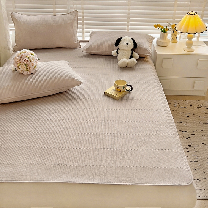 91家纺网 家纺一手货源 找家纺 羽爱2024新款全棉直角纯色床盖床垫 香槟色