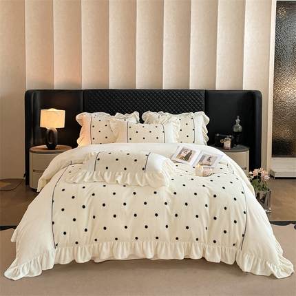 爱家（原缔乐家居） 2024新款高克重兔毛绒印花四件套--茜茜公主 茜茜公主-奶昔白