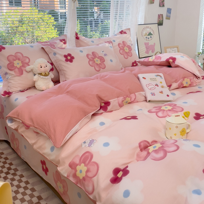 91家纺网 家纺一手货源 找家纺 春雨家居 2024新款全棉喷气印花系列单被套 花之语