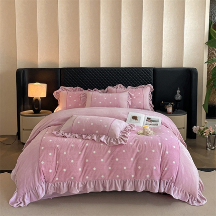 91家纺网 家纺一手货源 找家纺 爱家（原缔乐家居） 2024新款高克重兔毛绒印花四件套--茜茜公主 茜茜公主-梦幻紫