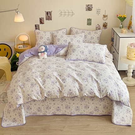 羽爱家纺 2025全棉13372新疆棉花床盖四件套 海棠花