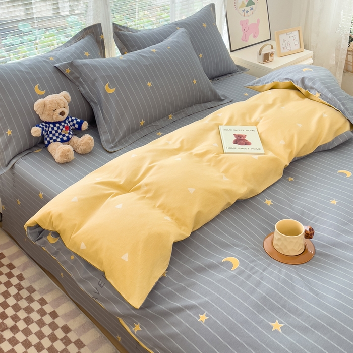 91家纺网 家纺一手货源 找家纺 春雨家居 2024新款全棉喷气印花系列单被套 星月