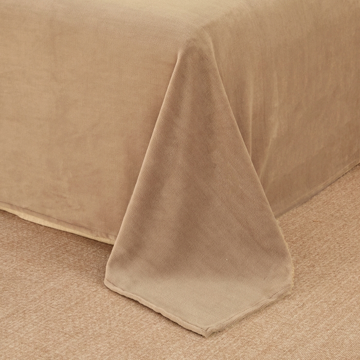 91家纺网 家纺一手货源 找家纺 棉乐町 2025新款纯色牛奶绒床单素色床单跨境外贸直播爆款 茶咖色