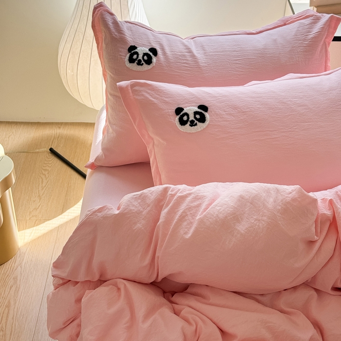 91家纺网 家纺一手货源 找家纺 布可家纺 2025新款水洗棉毛巾绣四件套 熊猫嘟嘟-玉