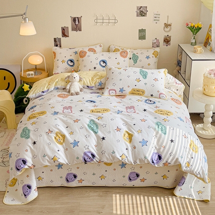 羽爱家纺 2025全棉13372新疆棉花床盖四件套 星星睡了