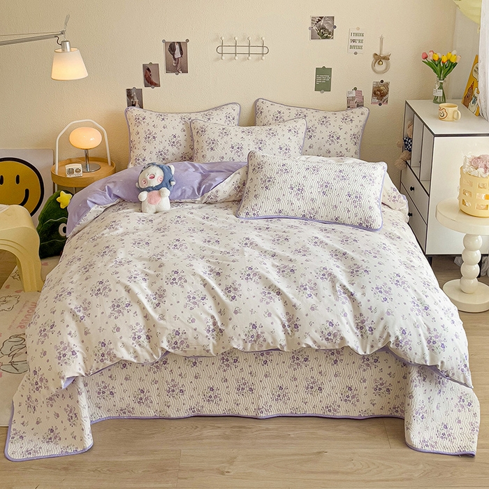 91家纺网 家纺一手货源 找家纺 羽爱家纺 2025全棉13372新疆棉花床盖三件套 海棠花