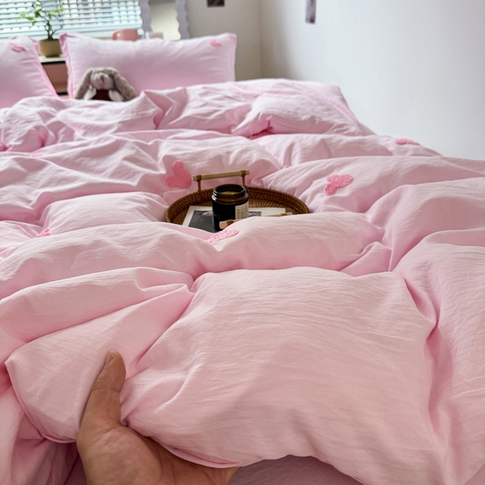 91家纺网 家纺一手货源 找家纺 布可家纺 2025新款水洗棉毛巾绣四件套 米奇-粉