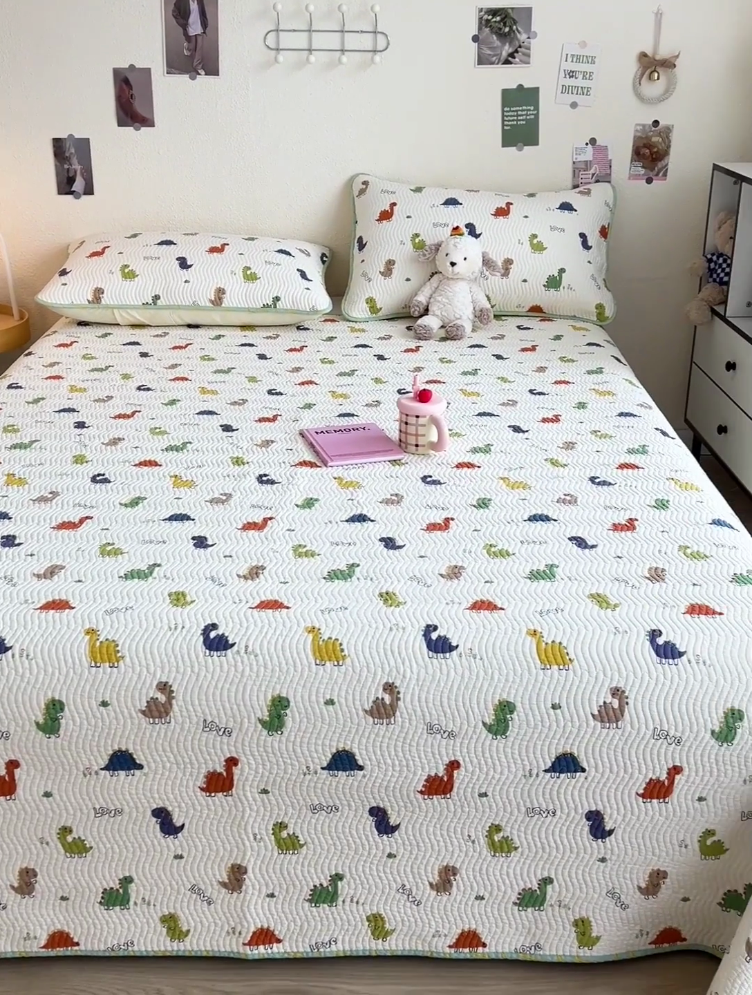 91家纺网 家纺一手货源 找家纺 羽爱家纺 2025全棉13372新疆棉花床盖三件套 恐龙茶茶