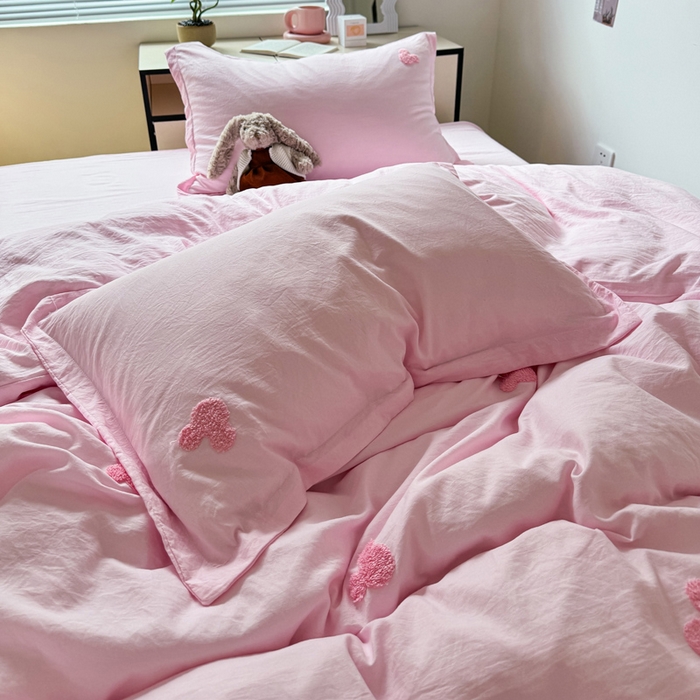 91家纺网 家纺一手货源 找家纺 布可家纺 2025新款水洗棉毛巾绣四件套 米奇-粉