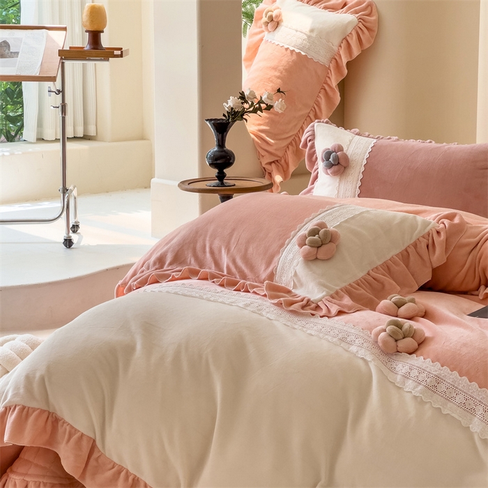 91家纺网 家纺一手货源 找家纺 （总）佰织鑫家居 2024秋冬新款高克重全消光牛奶绒床盖款四件套爱丽丝系列