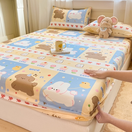 91家纺网 家纺一手货源 找家纺 寻米 2024新款全棉印花床笠 萌宠乐园