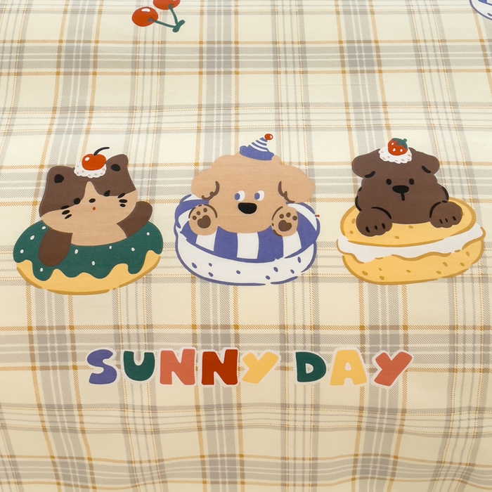 91家纺网 家纺一手货源 找家纺 春雨家居 2024新款全棉喷气印花系列单被套 萌趣时光