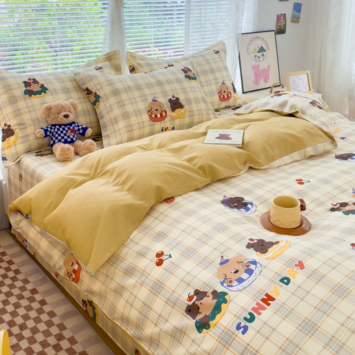 91家纺网 家纺一手货源 找家纺 春雨家居 2024新款全棉喷气印花系列单被套 萌趣时光