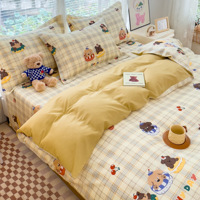 91家纺网 家纺一手货源 找家纺 春雨家居 2024新款全棉喷气印花系列单被套 萌趣时光