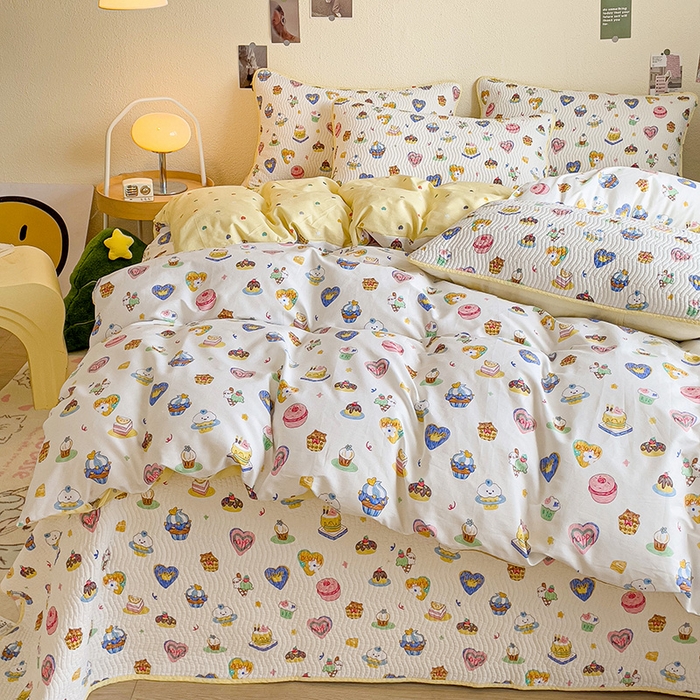 91家纺网 家纺一手货源 找家纺 羽爱家纺 2025全棉13372新疆棉花床盖四件套 糖果派对