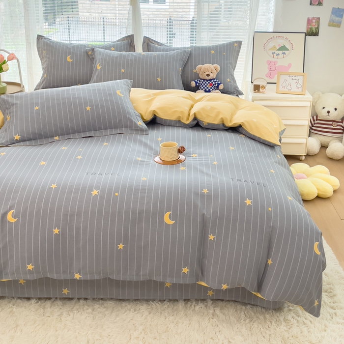 91家纺网 家纺一手货源 找家纺 春雨家居 2024新款全棉喷气印花系列单被套 星月