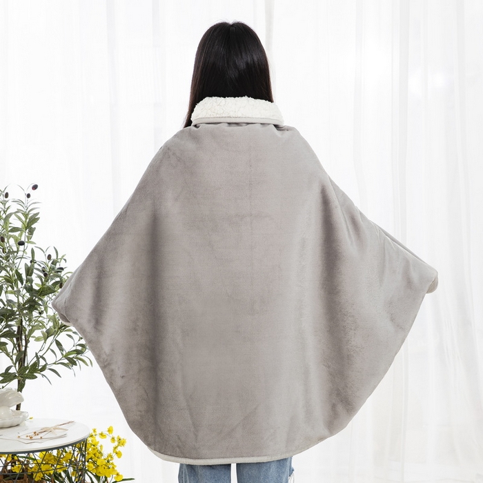 91家纺网 家纺一手货源 找家纺 美伦美焕 2024新款牛奶绒羊羔绒披肩毯 灰色