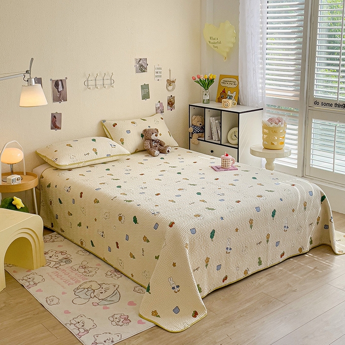 91家纺网 家纺一手货源 找家纺 羽爱家纺 2025全棉13372新疆棉花床盖三件套 小兔萝莉