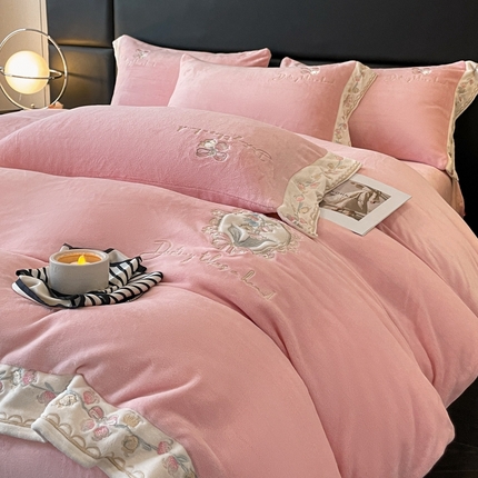 可以家居 2024新款超细旦全消光有机云绒四件套-赫拉 赫拉-贵族粉