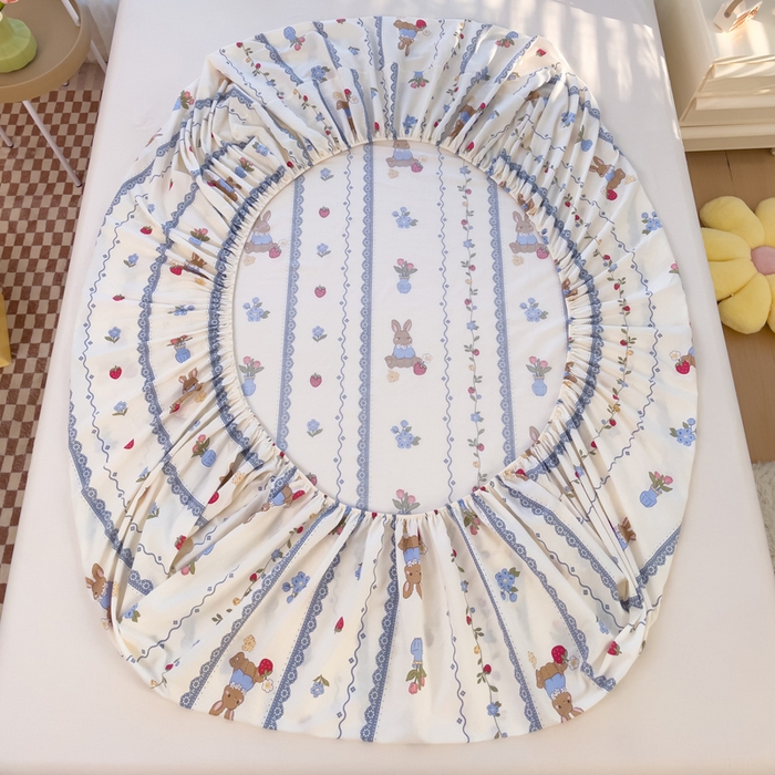 91家纺网 家纺一手货源 找家纺 春雨家居 2024新款全棉喷气印花系列单床笠 草莓花期