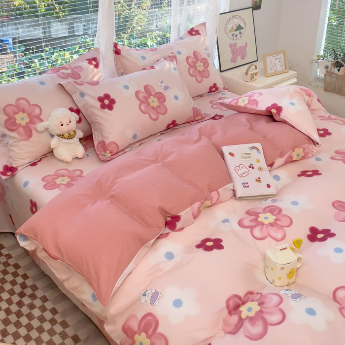 91家纺网 家纺一手货源 找家纺 春雨家居 2024新款全棉喷气印花系列单被套 花之语