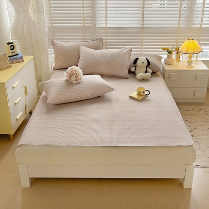 羽爱2024新款全棉直角纯色床盖床垫 香槟色