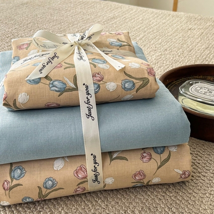 91家纺网 家纺一手货源 找家纺 （总）一比一家纺 2025新款全棉母婴级抗菌有氧全棉双层纱亲肤全棉小清新印花三件套四件套