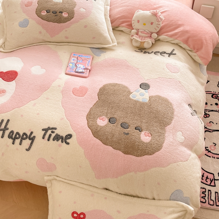 91家纺网 家纺一手货源 找家纺 川悦生活 2024新款大版雪花绒四件套-风格二 萌趣宝贝