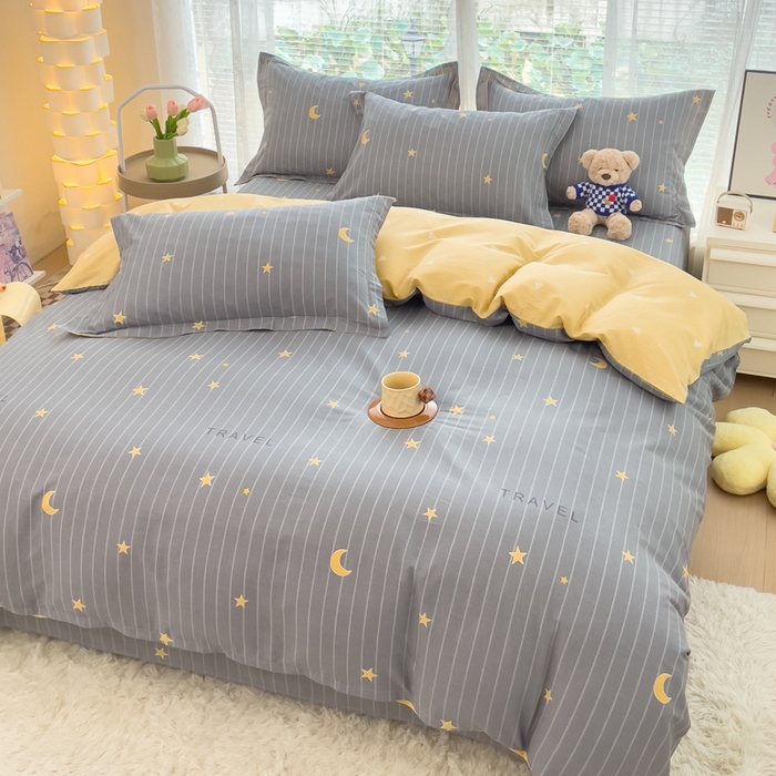 91家纺网 家纺一手货源 找家纺 春雨家居 2024新款全棉喷气印花系列单被套 星月