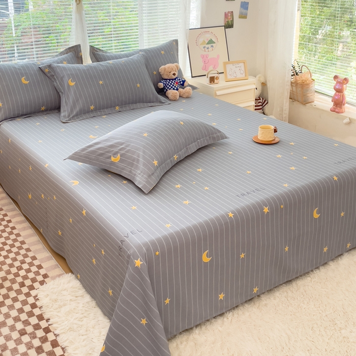 91家纺网 家纺一手货源 找家纺 春雨家居 2024新款全棉喷气印花系列单床单 星月