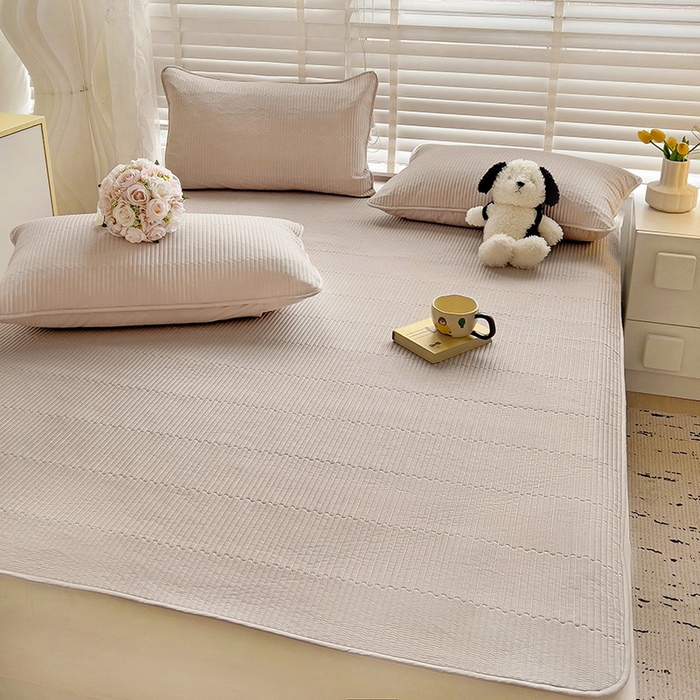 91家纺网 家纺一手货源 找家纺 羽爱2024新款全棉直角纯色床盖床垫 香槟色