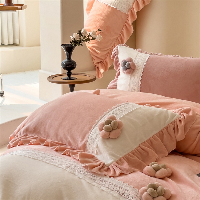 91家纺网 家纺一手货源 找家纺 （总）佰织鑫家居 2024秋冬新款高克重全消光牛奶绒床盖款四件套爱丽丝系列